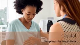  Presentation with pregnant depression - Presentation design consisting of unhappy-pregnant-woman-with-depression background and a coral colored foreground