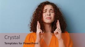  Presentation with good luck - Presentation consisting of unhappy-redhead-curly-girl-holding background and a red colored foreground