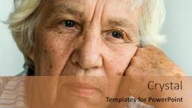  Presentation with woman sad - Cool new slide set with unhappy-sad-elderly-woman-close and a coral colored foreground