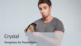  Presentation with 40s or 50s sad - Theme featuring unhappy sad man showing empty background and a lemonade colored foreground