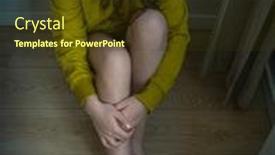  Presentation with sad girl - Presentation design with unhappy-sad-teenage-girl-sitting background and a tawny brown colored foreground