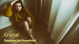  Presentation with domestic violence - Colorful presentation theme enhanced with unhappy-sad-teenage-girl-sitting backdrop and a tawny brown colored foreground