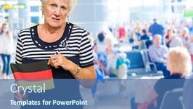  Presentation with unhappy - PPT theme enhanced with beautiful business woman in office on world map background global business concept background and a light gray colored foreground