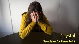  Presentation with teen girl - Cool new theme with unhappy-teen-girl-at-home backdrop and a tawny brown colored foreground