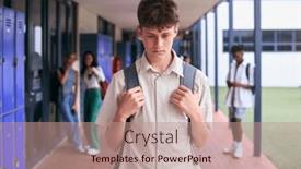  Presentation with unhappy - Presentation theme with unhappy-teenage-boy-outdoors background and a coral colored foreground