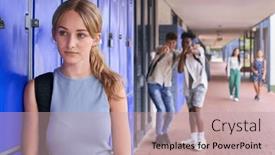  Presentation with unhappy - Presentation theme featuring unhappy-teenage-girl-outdoors background and a coral colored foreground