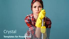  Presentation with unhappy - Slide deck consisting of unhappy-tired-young-woman background and a ocean colored foreground