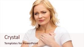  Presentation with heart disease - Colorful slides enhanced with unhappy woman suffering from heartache backdrop and a lemonade colored foreground