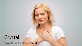  Presentation with heart disease - Presentation theme having unhappy woman suffering from heartache background and a lemonade colored foreground