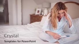  Presentation with unhappy - Amazing presentation design having unhappy-woman-wearing-pyjamas backdrop and a light gray colored foreground