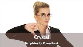  Presentation with thumbs up - Slides having unhappy young businesswoman with thumbs background and a tawny brown colored foreground