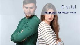  Presentation with relationship - Amazing slides having unhappy young couple on light background problems in relationship backdrop and a sky blue colored foreground