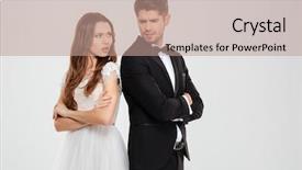  Presentation with unhappy - Cool new presentation theme with unhappy young couple white background backdrop and a coral colored foreground