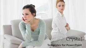  Presentation with unhappy - Colorful presentation enhanced with unhappy-young-female-friends backdrop and a  colored foreground