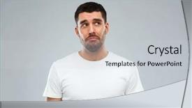  Presentation with solid gray - Presentation theme consisting of unhappy young man over gray background and a  colored foreground
