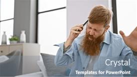  Presentation with unhappy - Slides having unhappy-young-redhead-man-argument background and a gray colored foreground