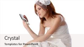  Presentation with wedding white - PPT theme featuring unhappy young woman in a wedding dress on a white background background and a lemonade colored foreground