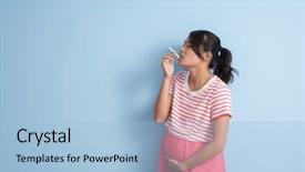  Presentation with pregnant - Audience pleasing theme consisting of unhealthy asian pregnant woman smoking backdrop and a light blue colored foreground