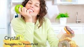  Presentation with healthy food - PPT layouts consisting of unhealthy eating - diet dieting concept healthy food background and a soft green colored foreground