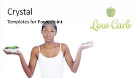  Presentation with eat - Beautiful PPT layouts featuring unhealthy eating - word low carb against conflicted backdrop and a white colored foreground