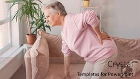  Presentation with back pain - Presentation theme featuring unhealthy-senior-elderly-woman-getting and a coral colored foreground