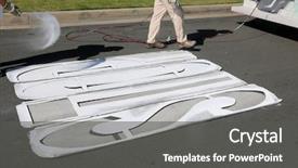  Presentation with stop signs - Slide set with unidentifiable department of transportation workers background and a dark gray colored foreground