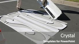  Presentation with stop signs - Presentation consisting of unidentifiable department of transportation workers background and a gray colored foreground