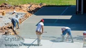  Presentation with new home - Audience pleasing slide set consisting of unidentifiable-hispanic-men-working backdrop and a light blue colored foreground