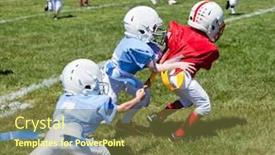  Presentation with kids playing - Beautiful PPT theme featuring unidentifiable-kids-playing-american-flag backdrop and a tawny brown colored foreground