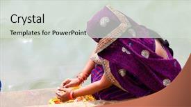  Presentation with ritual - Audience pleasing theme consisting of unidentified pilgrims during the ritual backdrop and a light gray colored foreground