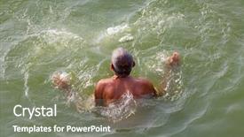  Presentation with pilgrim - Audience pleasing PPT layouts consisting of unidentified pilgrims taking ritual bath backdrop and a gray colored foreground