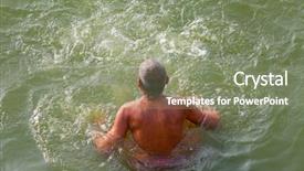  Presentation with ritual - Slide deck featuring unidentified pilgrims taking ritual bath background and a seafoam green colored foreground