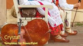  Presentation with folklore - Slide deck enhanced with unidentified-polish-musicians-waiting background and a tawny brown colored foreground