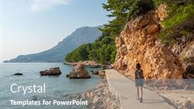  Presentation with dalmatia - PPT layouts featuring unidentified-woman-walks background and a gray colored foreground