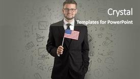  Presentation with symbol - Beautiful presentation design featuring unification - businessman with office symbol concept backdrop and a gray colored foreground