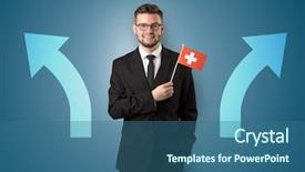  Presentation with safety target - Beautiful PPT theme featuring unification - handsome young boy choosing target backdrop and a ocean colored foreground