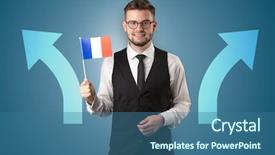  Presentation with target - Slide set featuring unification - handsome young boy choosing target background and a ocean colored foreground