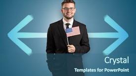  Presentation with target - PPT layouts having unification - handsome young boy choosing target background and a ocean colored foreground