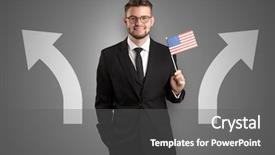  Presentation with target - Presentation consisting of unification - handsome young boy choosing target background and a dark gray colored foreground