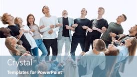  Presentation with diverse people - PPT layouts enhanced with unified-team-of-diverse-young background and a teal colored foreground