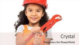  Presentation with worker - Beautiful PPT layouts featuring uniform and helmet with pliers backdrop and a  colored foreground