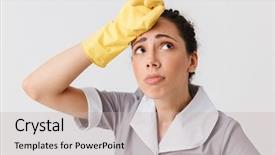  Presentation with rubber gloves - Amazing slide deck having uniform and rubber gloves backdrop and a soft green colored foreground