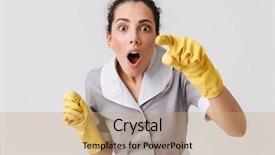  Presentation with rubber gloves - Colorful presentation design enhanced with uniform and rubber gloves backdrop and a  colored foreground