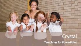  Presentation with school elementary - Presentation design having uniform at the elementary school background and a coral colored foreground
