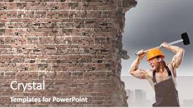  Presentation with crash - Slide set enhanced with uniform breaking brick wall background and a violet colored foreground