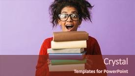  Presentation with african violet - Amazing slide set having uniform holding bunch of books backdrop and a  colored foreground