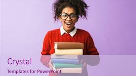  Presentation with african violet - Presentation design consisting of uniform holding bunch of books background and a sky blue colored foreground