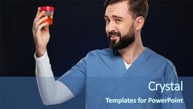  Presentation with urine - Beautiful slides featuring uniform holding container with urine backdrop and a ocean colored foreground
