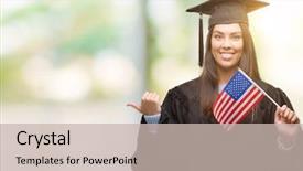  Presentation with america flag - Presentation design with uniform holding flag of america background and a  colored foreground