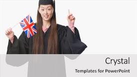  Presentation with young woman wearing boxer gloves - Slides having uniform holding united kingdom flag background and a  colored foreground